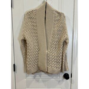 Jones NY XL Chunky Open Knit Cream Cardigan EUC Cozy Winter Shawl Collar Classic
